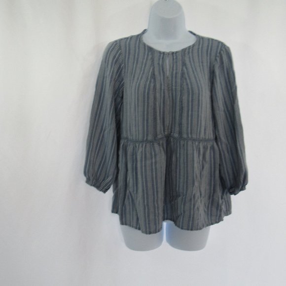 FEVER - Women's Size S, Blue & White Striped Top - Boho, Hippie, Peasant style - Picture 2 of 5